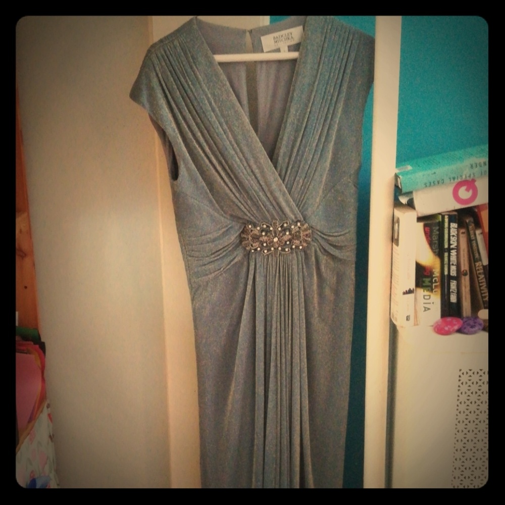 Badgley mischka blue evening gown